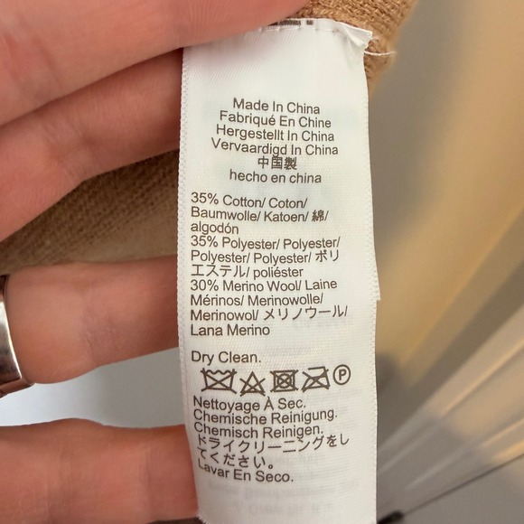 J. Crew Merino Wool Blend Neutral Camel Cardigan MED Nautical Coastal Preppy - Picture 11 of 13